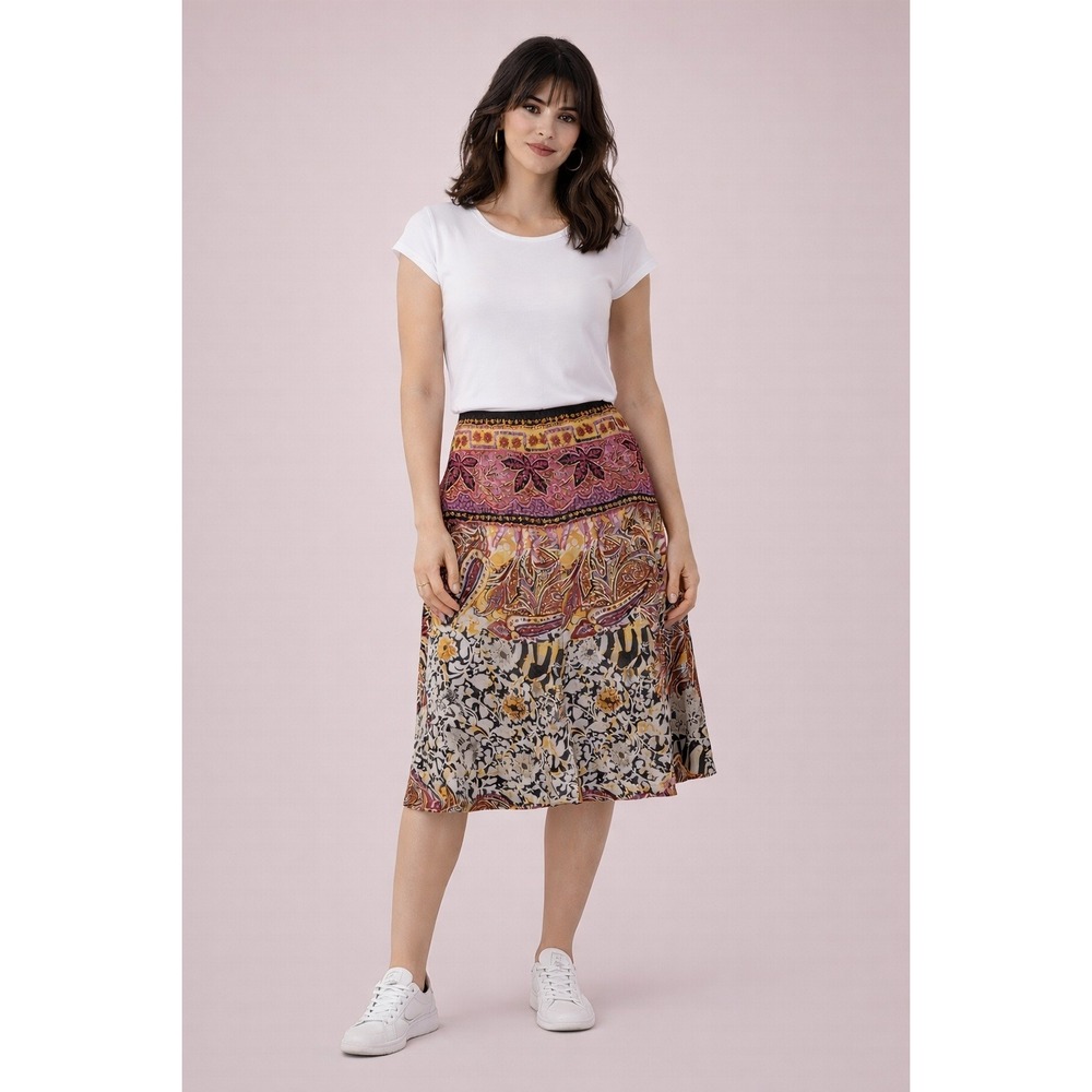 Vintage Nygard Collection‎ 100% Silk Skirt Bohemian Paisley Print Size 6